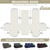 TAOCOCO 100% Waterproof Recliner Sofa Cover, Non Slip Split Couch Covers for Reclining Couches with Elastic Straps, Washable Reclining Sofa Cover Furniture Protector for Kids Pets(3 Seater, Off White) TAOCOCO