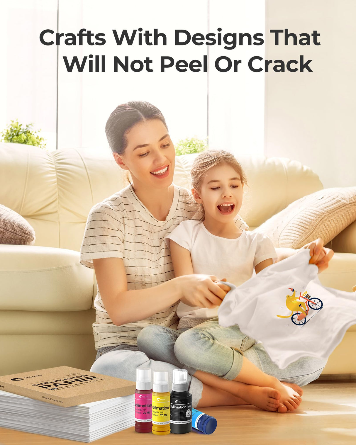 Hiipoo Sublimation Ink Refilled Bottles Compatible for ET2400 ET2720 ET2760 ET2750 ET4800 ET-2800 ET-2803 ET-2850 Inkjet Printers Heat Press Transfer on Mugs T-Shirts Hiipoo