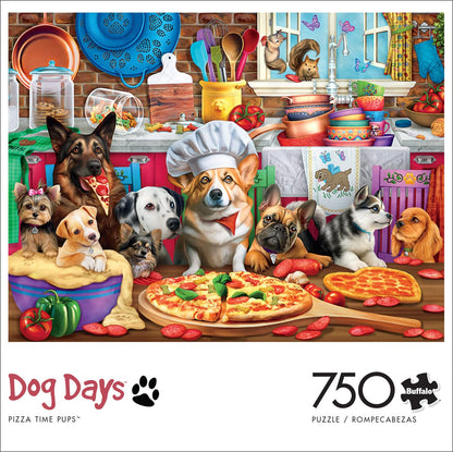 Buffalo Games - Brigid Ashwood - Pizza Time Pups - 750 Piece Jigsaw Puzzle For Adults -Challenging Puzzle Perfect for Game Nights - Finished Size is 24.00 x 18.00