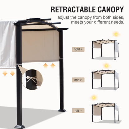 Yardsight 10' X 10' Outdoor Pergola, Patio Pergola with Retractable Canopy, Metal Top Pergola for Deck, Party, Backyard, Porch, Beach (Arched Top)