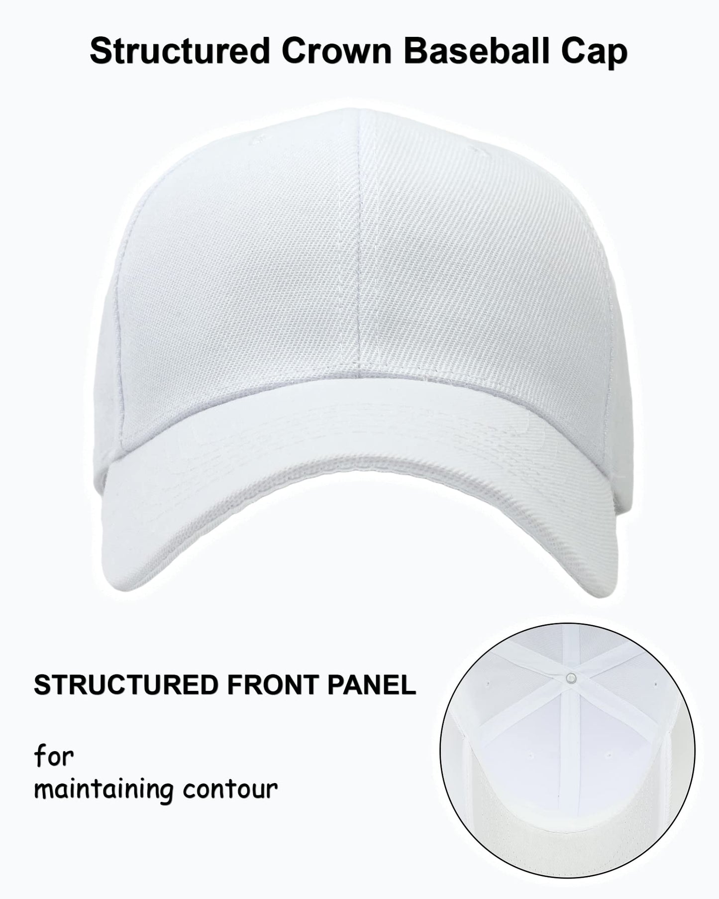 Utmost Structured Baseball Cap with Adjustable Closure - Performance Hat for Outdoor Activities and Custom Embroidery (1pc White)