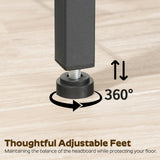 YATINEY King Size Headboard, Headboard with Light and Outlets, Headboard with 2 Storage Shelves, Storage Rack, Adjustable Height, Sturdy and Stable, Easy Assembly, Black YATINEY