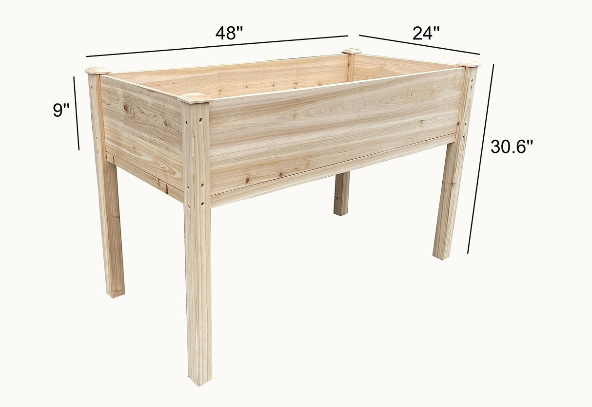 BTExpert 4ft Wooden Raised Garden Bed with Legs, 48x24x30in Elevated Planter Box Stand for Vegetable Flower Backyard, Patio, Balcony Large Wood Raised Beds Liner Outdoor - 30 in Height BTEXPERT