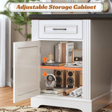 SEDETA Farmhouse 69" Executive L Shaped Desk, Home Office Desk with Drawers and Storage Cabinet & Power Outlet, Corner Computer Desk, White SEDETA