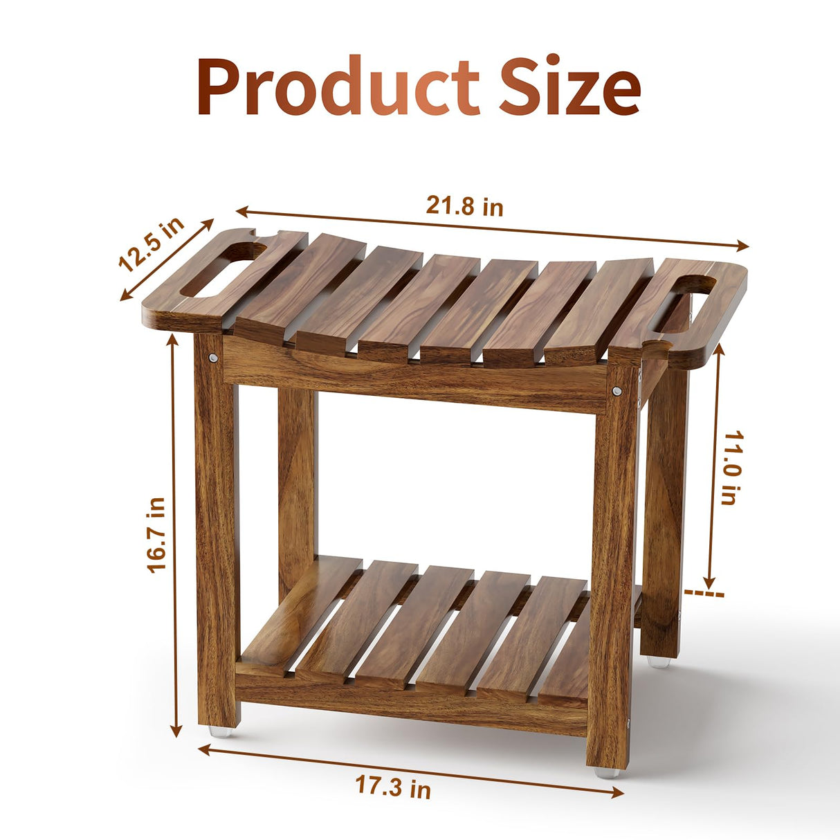 Boulphia Shower Benches for Inside Shower to Sit on, Acacia Wood Bathroom Bench with Storage, Waterproof Shower Seat for Inside Shower, with Handles & Shower Head Holder, No-Slip Boulphia