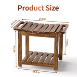 Boulphia Shower Benches for Inside Shower to Sit on, Acacia Wood Bathroom Bench with Storage, Waterproof Shower Seat for Inside Shower, with Handles & Shower Head Holder, No-Slip Boulphia