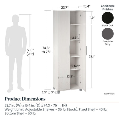 SystemBuild Camberly 24" Utility Storage Cabinet in Black Oak - WoodArtSupply