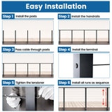 Muzata 6'6"-13' Side Mount Black Complete Cable Railing Kit 36 Inch Cable Railing System for Decks with Post Handrail Space-Saving Fasica Mount with User Guide RCF2 BH4S Muzata
