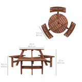 Best Choice Products 6-Person Circular Outdoor Wooden Picnic Table for Patio, Backyard, Garden, DIY w/ 3 Built-in Benches, 500lb Capacity - Walnut Brown Best Choice Products