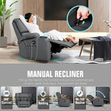 Rocking Recliner Chair, Massage Rocker Recliner Chair with Vibration Massage and Heat, USB and Type-C Ports,360° Swivel Faux Leather Chairs, Living Room, Bedroom, Nursery, RV, Dark Grey LEVELEVE
