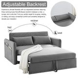 howcool 3 in 1 Convertible Sleeper Futon Sofa Bed, 55" Velvet Small Loveseat Lounge Couches with 2 Pillows, Reclining Backrest, USB Ports & Side Pockets for Living Room, Pull-Out Couch, Light Grey howcool