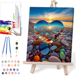 MIRCVSH Love Stone Paint by Numbers for Adults with Framed Canvas-with Wooden Easel,Paint by Number on Canvas,DIY Acrylic Oil Painting Kits with Brushes Nice Gift Box for Home Wall Decor(12x16 Inch) MIRCVSH