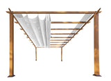 Paragon Outdoor 11’ x 16’ Florence Alumnum Pergola, Powder-Coated Aluminum Frame in Canadian Cedar Wood Grain Finish with Soft Top Retractable Canopy in White for Backyard, Patio, Porch, Garden Paragon Outdoor