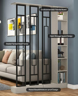 Kavie Wall Room Divider Bookshelf, Modern Wood Bookcase with Translucent Screens Storage Cabinet for Stylish Home Office Decor Display (Khaki+Black,39.5" L x 9.5" W x 79.5" H) Kavie