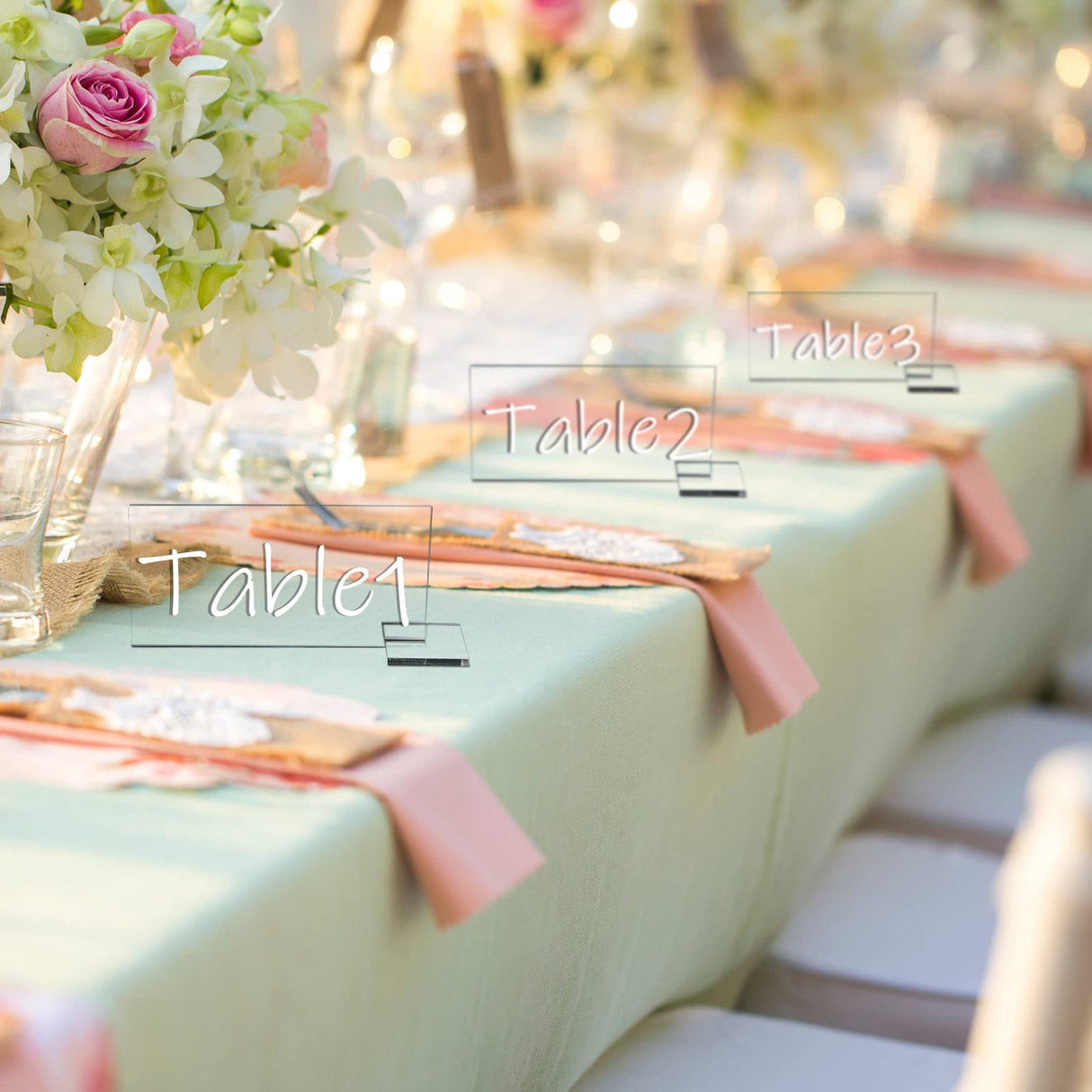 48 Clear Acrylic Place Cards Mini Clear Acrylic Table Place Card Acrylic Signs for Wedding Blank Plate Seating Chart Card for Table Numbers Sublimation Handwritten Name DIY Decor(Rectangle Style) Yalikop