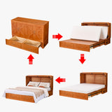 Murphy Bed with Mattress Included, Queen Murphy Cabinet Bed with Storage Drawers and Charging Station, Space-Saving Cabinet beds for Guest Room, Living Room, Poplar Wood BOVONO