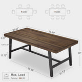 Industrial Dining Table for 6-8 People, 70.87" Long Wooden Kitchen Table with Sturdy Metal Frame & Rustic Brown Finish - Seats 6 Rectangular Counter for Dinner, Kitchen, Dining Room - Brown GarveeHome