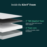 Kin By Tuft & Needle Firm 8" Queen Adaptive Foam Mattress in a Box, Cooling Pressure Relief, Balanced Support, 100 Night Trial, Fiberglass-Free, CertiPUR-US, 10-Year Limited Warranty Tuft & Needle