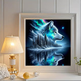 NWQZBYHT Forest Wolf Diamond Art Kits for Adults,5D Diamond Painting Kits for Adults,Round Full Drill Diamond Dots Gem Painting Kits for Beginner Picture Crafts Home Wall Decor 13.78x13.78 Inch NWQZBYHT
