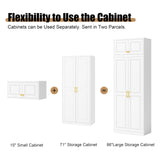 Metal Armoire Wardrobe Closet with Hanging Rod, 86" Tall Metal Clothing Storage Cabinet, White Armoire with Adjustable Shelves MetalMax