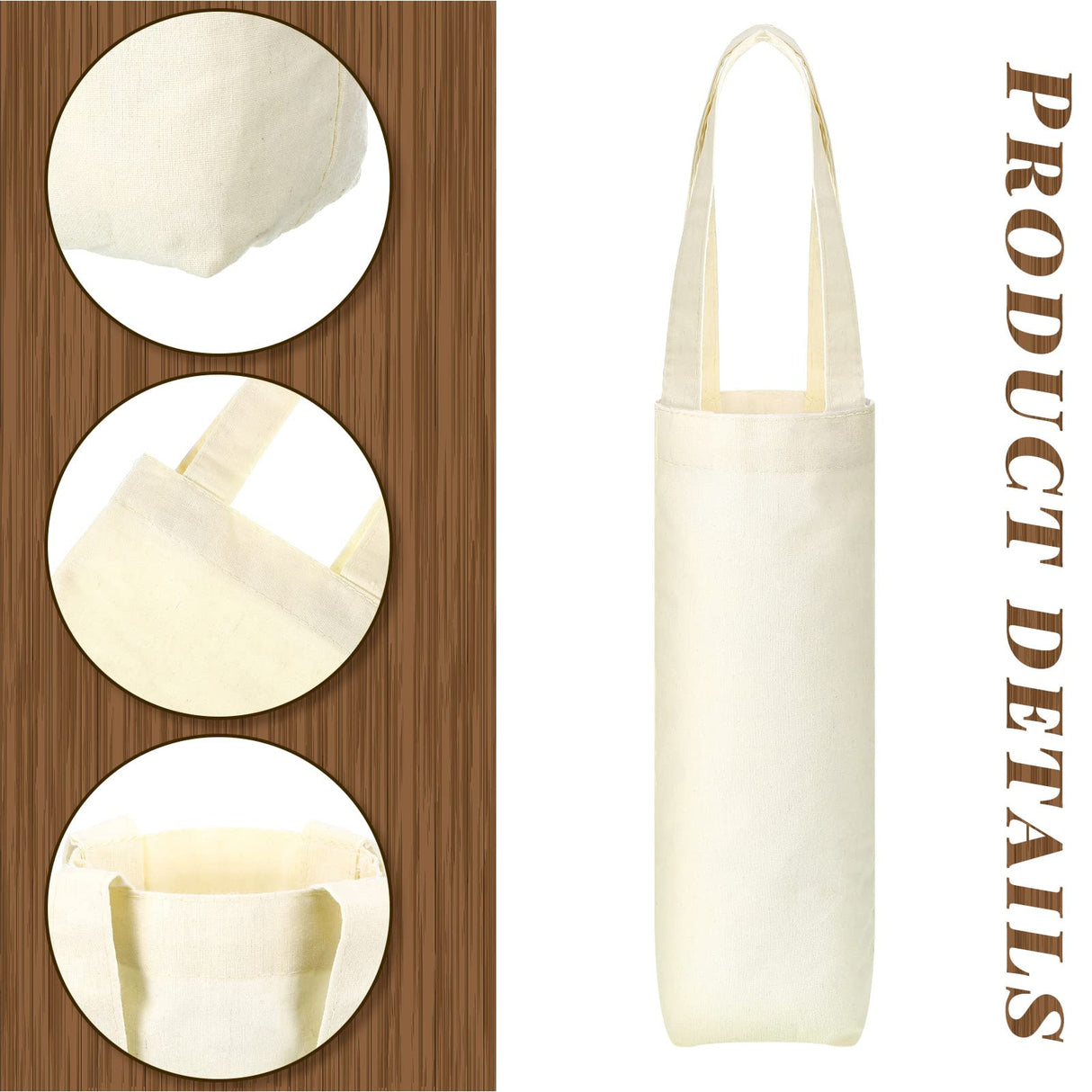 Hoolerry 12 Pcs Wine Tote Bag Canvas Wine Bag with Handle Wine Purse Sublimation Blank Bottle Gift Tote Reusable Washable Wine Carrier Hoolerry