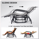 Patio Lounge Chairs Set of 2, Outdoor Glider Recliner Chair Set, 2 PCS Rocking Chairs with Breathable Mesh Fabric Swing Chairs with Foot Rest for Sunbathing, Lawn, Garden or Pool, Grey Garturects