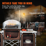 VEVOR Camping Kitchen Table, Folding Outdoor Cooking Table with Storage Carrying Bag, Aluminum Cook Station 3 Cupboard & Detachable Windscreen, Quick Set-up for Picnics, BBQ, RV Traveling, Brown VEVOR