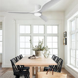 NOPAARD Smart 52" Wood Flush Mount Ceiling Fans with Lights Remote,Quiet DC Motor,Indoor Low Profile Ceiling Fan,Voice Contorl with Alexa App Control, High CFM, Dimmable LED Light, White Wood NOPAARD