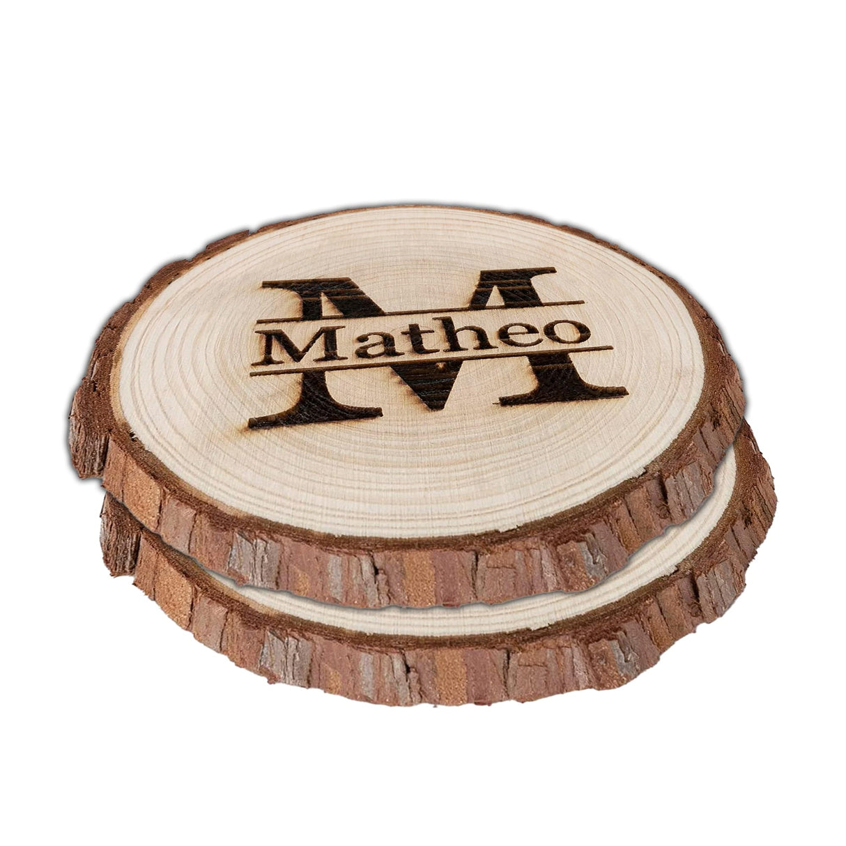 Personalized Coasters 2-Pack - Monogrammed Wooden Coasters for Drinks - Set of 2 Cup Coasters for Table - Premium Wood Coaster Set for Housewarming, Wedding Personalized Gifts Personalized Passion