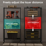 SINGAYE 4 Shelves Storage Shelf Wire Closet Bathroom Organizers Metal Pantry Kitchen Garage Shelving Unit Laundry Room Organization Home Rack Net Basket Black with Wheels SINGAYE