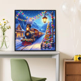 Christmas Tree Train Diamond Painting Kits for Adults, 5D Winter Diamond Art Kits for Adults Beginners, DIY Full Round Drill Diamond Dot Painting Gem Art Kits for Adult, Home Wall Decor 13.8x13.8 Inch LKHMVCA