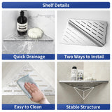 Bernkot Corner Shower Shelf 10", Brushed 304 Stainless Steel Slot Design Recessed Corner Shelves Bathroom Grout in Shelf for Tiled Wall, 2 Pack Bernkot