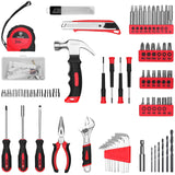 DEKOPRO Drill Set: Tool Set with 8V Red Cordless Drill, Home Tool Kit with Drill, Hand Tool Kits for Women 126 Piece DEKOPRO