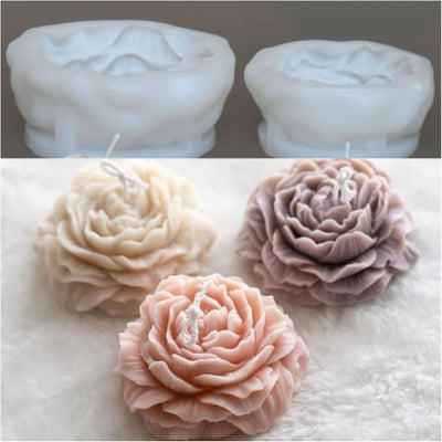 2 Pack 3.14 inch Peony Candle Molds Set - Large & Medium 2.55inch Silicone Mold for Soap Candle Making, 3D Flower Reusable Silicone Molds(Peony 2 Pack)