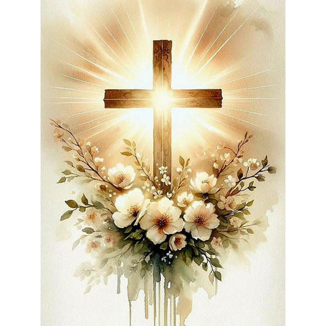 Yezavesu Religious Cross Diamond Art Kits for Adults, Jesus Christ Cross 5D Diamond Painting Kit for Beginners, DIY Round Full Drill Painting with Gem Art Craft Kits for Home Wall Decor 12x 16 Inch Yezavesu