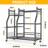 Ultrawall Garden Tool Organizer, Yard Tool Storage Rack for Garage Organization with Lockable Wheels, Garden Tool Stand for Rake, Brooms, Indoor & Outdoor Use Ultrawall