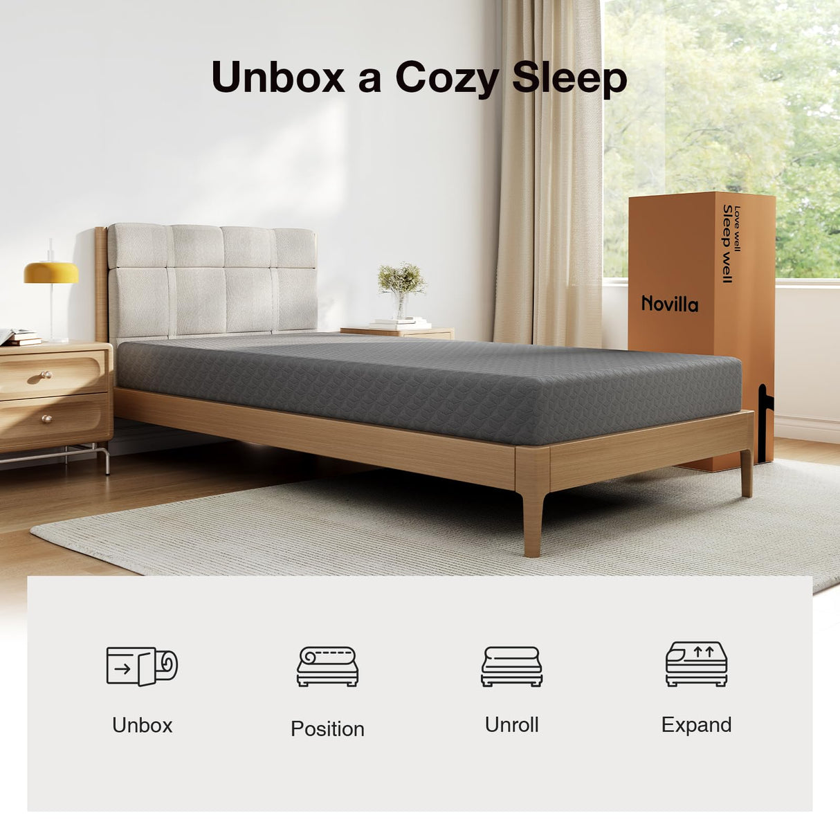 Novilla Full Size Mattress, 5 Inch Mattress Full Size Memory Foam with Gel-Infused & Airflow Wave-Cut Foam for Cool Touch & Pressure Relieving Mattresses in a Box CertiPUR-US Certified Novilla