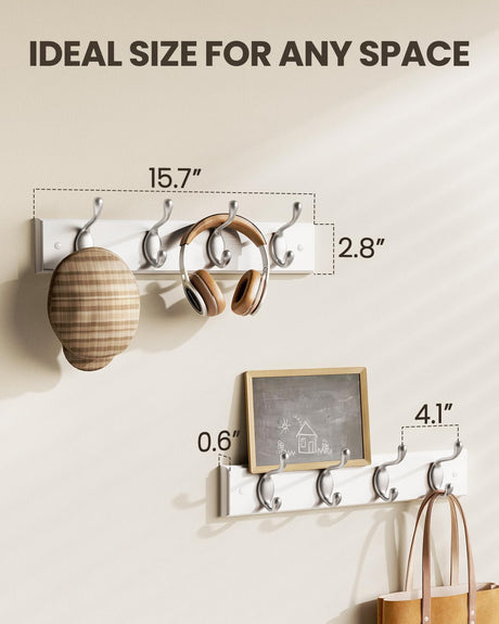AMADA HOMEFURNISHING Coat Rack Wall Mount 2 Pack, Coat Hooks Wall Hooks Coat Hangers for Wall, Hat Racks Hooks for Hanging Coats Wall Mounted, White AMADA HOMEFURNISHING