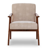 COCONINO WJ Mid Century Accent Chair, Boho Farmhouse Accent Chairs for Living Room, Retro Single Lounge Reading Armchair with Solid Wood Frame (Polyester Fabric in Light Camel) COCONINO WJ