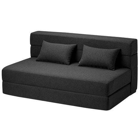 SUYOLS Folding Sofa Bed with Pillows- Convertible Chair Floor Couch & Sleeping Mattress, Foldable Memory Foam Sleeper for Living Room/Dorm/Guest Room/Home Office/Apartment/Loft, Full, Dark Gray SUYOLS