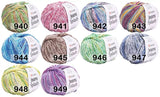 YarnArt Jeans Splash - Variegated Sport Yarn 55% Cotton 45% Acrylic 1 Skein/Ball 50g 174yds Soft Cotton Yarn for Amigurumi (944) YarnArt