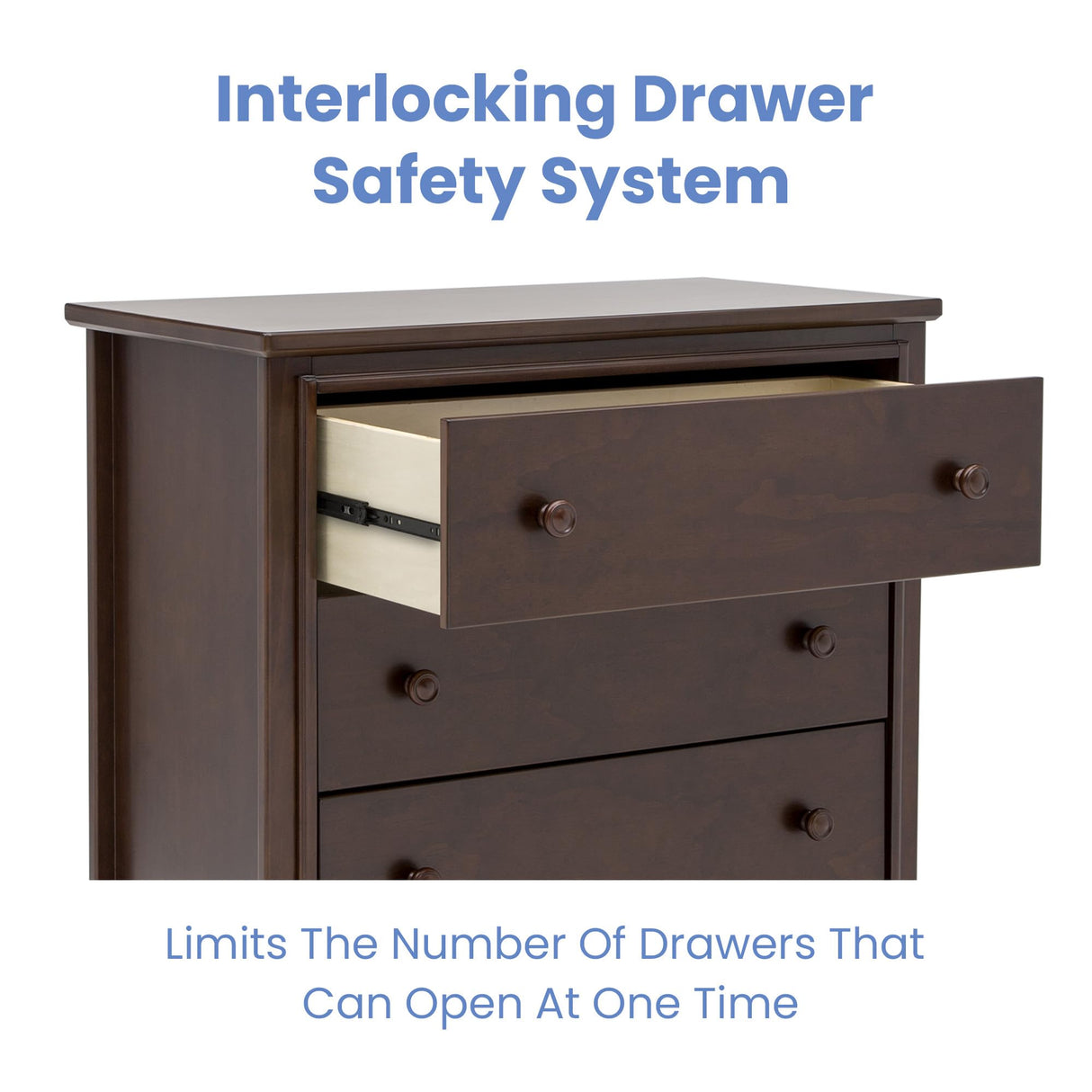 Delta Children Perry 3 Drawer Dresser with Changing Top and Interlocking Drawers, Walnut Espresso Delta Children