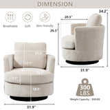 ODUWA Swivel Barrel Chair,31.9" W Modern Round Accent Arm Chairs Upholstered Comfy 360 Degree Swivel Single Circle Club Sofa Chair for Nursery Living Room Bedroom, Beige ODUWA