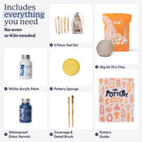 Sculpd - The Original Pottery Starter Kit - Complete Air Dry Clay Beginner Set for 2 Adults: Includes Sculpting Tools, Gloss Varnish, Paint Brushes, Guide, Video Tutorials & More - Gift, Arts Crafts Sculpd