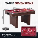 Hathaway Renegade II 54-in Bumper Pool Table – Includes Cues, Billiard Balls, Accessories – Multi Game for Adults & Kids – Rubber Action Bumpers – Family Game Room – Red Felt with Walnut Finish Hathaway