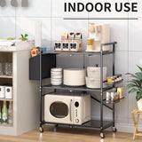 DTUQYX Foldable Outdoor Grill Cart with 3-Tier,Grill Cart,Grill Table for Outside with 2 Total Lock Casters，Pizza Oven Stand Table，Rolling BBQ Table and Folding Kitchen Island, Black DTUQYX