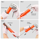 ValueMax Mini Grease Gun Kit (3500 PSI) with 3 OZ Grease, 12'' Flexible Hose, 5'' & 3” Extension Tubes, Pistol Grip, Reinforced Construction, Fit for Automotive, Marine, Industrial ValueMax