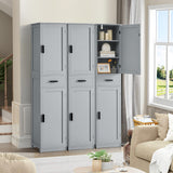 usikey 67“ Tall Bathroom Cabinet, Storage Cabinet with 4 Shelves & 2 Doors, Narrow Storage Cabinet for Bathroom, Living Room, Home Office, Grey usikey