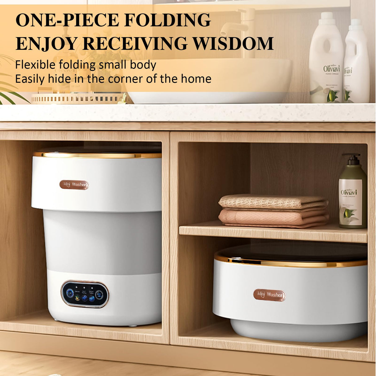 Portable Washing Machine,Mini Washer 15L Upgraded With Spin Basket,Small Clothes Folding Washing Machine Of Underwear, Baby And Small Clothes,Suitable For Home Apartments Dormitories, Hotels White NIXOD