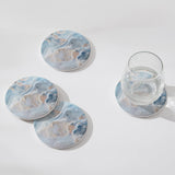 Hoomey Set of 6 Abstract Blue Marble Coasters with Holder, Absorbent Ceramic Coasters for Drinks, Coasters with Cork Backing for Table Protection, Housewarming Gifts for New Home Hoomey